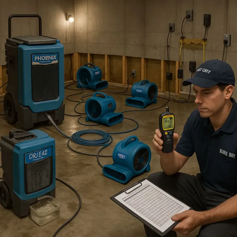 Structural Drying and Dehumidification process in Easton, CA